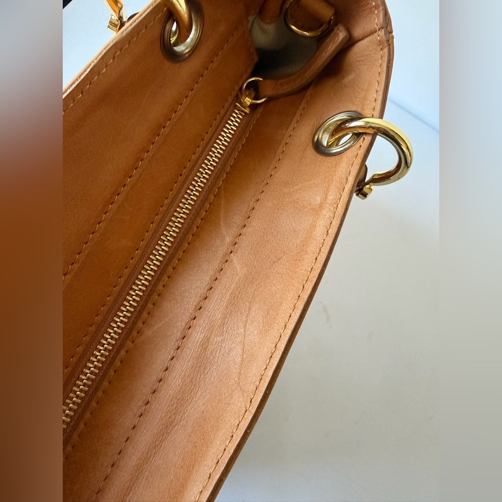 Mark & Graham Tan Leather Mini Tote with Bamboo Handles - Picture 7 of 12